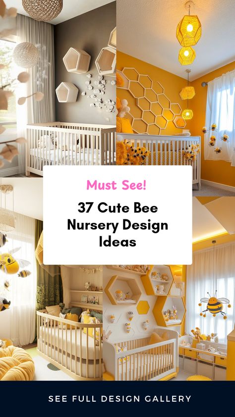 Explore 37 adorable bee nursery room design ideas that feature cute bee-themed decor, soft color palettes, and cozy furnishings. This pin includes 4 inspiring images to help you style the ideal baby room. Artsy Nursery Ideas, Unique Baby Nursery Themes, Bug Nursery Theme, Bumblebee Nursery, Nursery Room Design Ideas, Whimsical Bedding, Bold Nursery, Honey Bee Nursery, Nursery Design Ideas