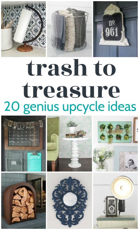 These 20 trash to treasure projects are full of creative ideas for using old junk in a completely new way. Get inspired with these upcycled decor ideas for every room in your home. Easy Refurbish Diy Projects, Trash Into Treasure Diy, Useful Upcycled Crafts, Diy Trash To Treasure Ideas, Best Upcycling Ideas, Funky Junk Interiors Diy, Up Cycling Ideas Diy, Vintage Upcycle Diy Projects, Unique Upcycle Ideas