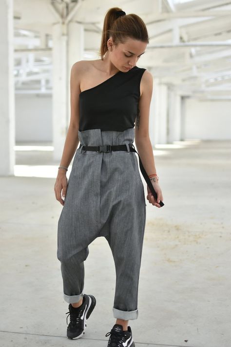 Womens Trouser, Linen Loose Dress, Drop Crotch Pants, Pants Denim, Gray Pants, Pants Loose, High Waist Pants, Baggy Pants, Baggy Pant