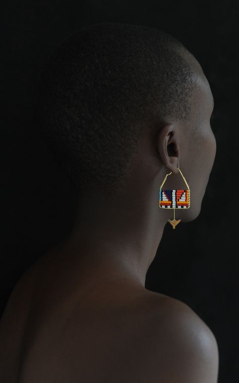 The Pateli Earrings made by the Maasai women of Ngong for Shompole Collection, 18k gold with Maasia beadwork http://www.shompolecollection.com African Market, Western World, Maasai, Inspired Jewelry, Black People, Black Aesthetic, Art Exhibition, African Fashion, Bead Work