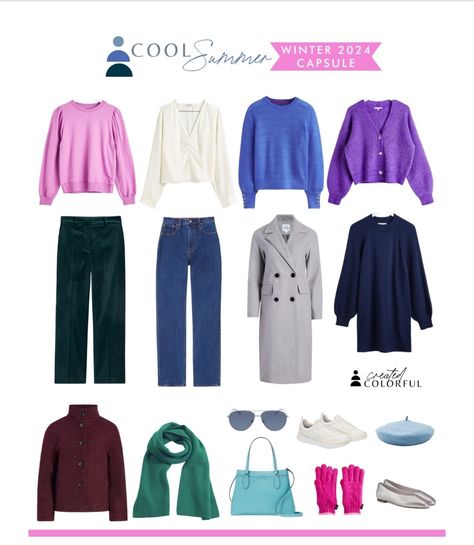 True Summer Winter Outfits, True Summer Outfit Ideas, True Summer Outfits Inspiration, Cool Summer Palette Outfits, True Summer Colors, Muted Wardrobe, True Winter Outfits, True Summer Outfits, Soft Summer Outfits