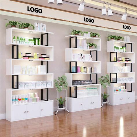 Beauty Product Display, Apple Store Design, Display Shelf Design, Pharmacy Decor, Store Shelves Design, Casa Clean, Retail Store Interior Design, Clothing Store Interior, Salon Suites Decor