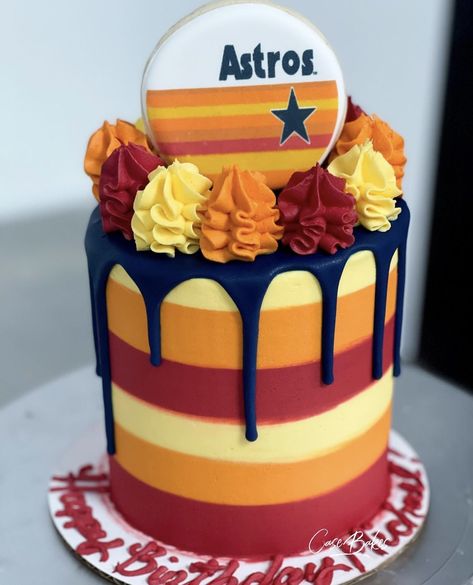 Houston Astros Birthday Party, Astros Cake, Baseball Birthday Cakes, Baseball Theme Birthday, Cap Cake, Baseball Cake, Birthday Baking, Astros Baseball, Baseball Birthday Party