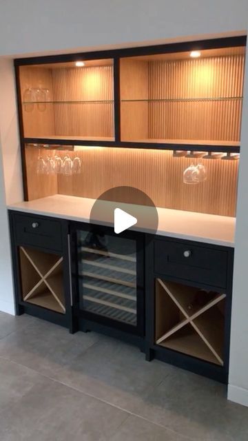 Maple & Gray on Instagram: "We’re making more and more bar units and drinks cabinets at the moment! Up to now we’ve mainly used vintage mirrors on the back panels but this time we fitted a stunning textured oak panel and we’re delighted with the results!
.
.
.
.
#mapleandgray #bespokebar #bespokedrinkscabinet #drinkscabinet" Drinks Cabinet Ideas Home Bars, Dry Bar Ideas, Drinks Cabinets, Bar Unit, Oak Panels, Dry Bar, D Gray, Vintage Mirrors, Drinks Cabinet