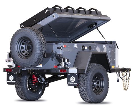 Overland Trailer Diy, Turtleback Trailers, Off Road Tent Trailer, Small Pop Up Campers, Camping Gear Trailer, Pop Up Campers, Diy Trailer, Offroad Trailer, Water Heater Accessories