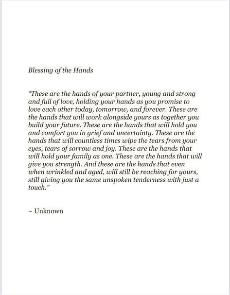 Blessing of the Hands PDF to download for weddings or other occasions. If you have trouble downloading the file, please message me and I will email it to you. Thank you