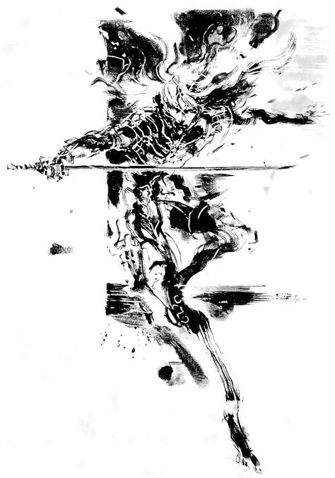 yoji shinkawa Yoji Shinkawa, Gear Tattoo, Raiden Metal Gear, Guerriero Samurai, Metal Gear Solid Series, Metal Gear Series, Hideo Kojima, Metal Gear Rising, Gear Art