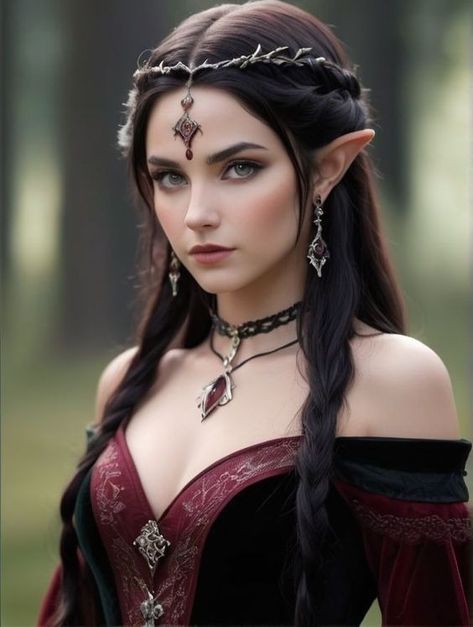 Elf Hairstyles, Dark Fairy Costume, Elven Hairstyles, Elf Cosplay, Elf Characters, Female Warriors, Cosplay Inspo, Female Elf, Digital Portraits