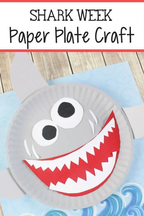 Shark Paper Plate Craft For Kids - The Relaxed Homeschool Shark Crafts, Shark Craft, Paper Plate Craft, Paper Plate Crafts For Kids, Ocean Crafts, Harry Potter Crafts, Daycare Crafts, Paper Plate Crafts, Plate Crafts