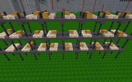 Warehouse Crate Shelves, creation #2241 Minecraft Warehouse Ideas, Minecraft Warehouse, Minecraft Cyberpunk, Warehouse Ideas, Minecraft W, Minecraft City Buildings, Minecraft Things, Warehouse Shelving, Minecraft Modern