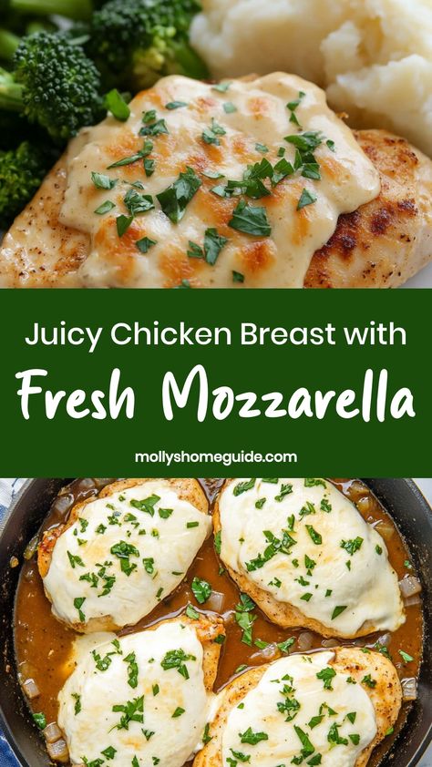 Indulge in a delicious meal with this savory recipe for juicy chicken breast stuffed with creamy fresh mozzarella. This dish is a perfect choice for a cozy dinner at home or an impressive meal to impress your guests. The combination of tender chicken and gooey melted mozzarella will tantalize your taste buds and leave you craving for more. Try this flavorful dish today and elevate your culinary experience to new heights! Smoked Mozzarella Chicken, Chicken Mozzarella Recipes, Mozzarella Stuffed Chicken, Best Chicken Breast, Chicken Breast Stuffed, Juicy Chicken Breast, Delicious Chicken Breast Recipes, Savory Recipe, Zesty Italian Dressing