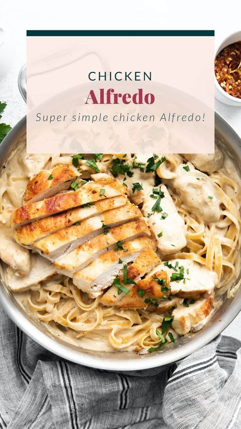 Homemade Chicken Alfredo is so much easier to make than you may think. In this post, we'll teach you how to make chicken Alfredo in less than 45 minutes! Balsamic Chicken Pasta, Simple Chicken Alfredo Recipe, Easy Chicken Alfredo, Homemade Chicken Alfredo, Creamy Alfredo Sauce, Delicious Chicken Dinners, Seared Chicken, Chicken Alfredo Recipes, Alfredo Recipe