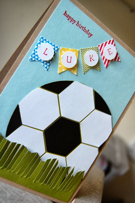 Julie's Japes - A Top Independent Stampin' Up! Demonstrator in the UK: Birthday Boy football using hexagon punch Hexagon Cards, Birthday Card Ideas, Old Birthday Cards, Soccer Theme, Scrap Cards, 21st Birthday Cards, Birthday Card Craft, Homemade Birthday Cards, Birthday Cards For Boys