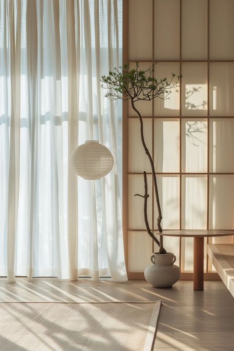 Japandi Curtains, Japandi Interiors, Japandi Design, Japanese Minimalism, Living Room Loft, Small Space Gardening, Farmhouse Dining Room, Wallpaper Bedroom, Find Yourself