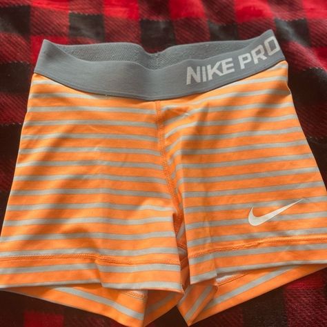 Nike Pro Orange Stripe Spandex Shorts Size XS Track Running, Nike Pro Shorts, Gray Stripes, Spandex Shorts, Nike Pros, Neon Orange, Price Drop, Nike Pants, Grey Stripes