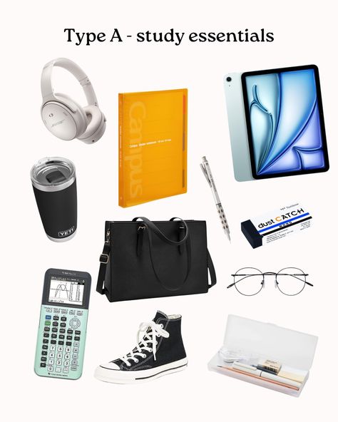 Which type are you? 🎧☕️👩🏻‍💻 This type of posts are so fun to create and always make me want to buy everything 😭 What are your study essentials? 📱📝 #studygram #studyessentials #studytips #backtoschool #studywithme Studying Essentials, Study Essentials, School Bag Essentials, Essential Bag, Study Tips, Study Motivation, Back To School