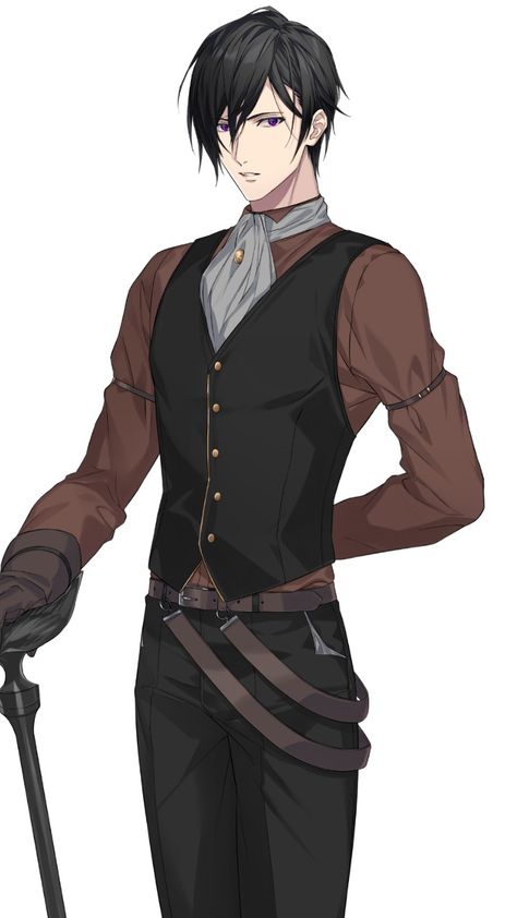 Medieval Butler Outfit, Butler Concept Art, Anatomy Help, Butler Outfit, Ouji Fashion, Character Clothing, Fantasy Heroes, Anime Black Hair, Male Characters