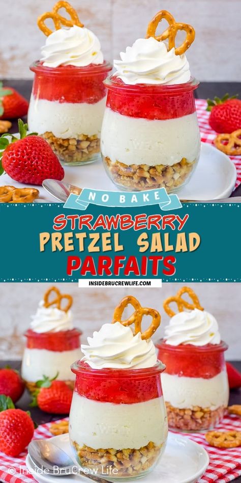 Picnic Desserts, Cheesecake Parfaits, Strawberry Pretzel Salad, Strawberry Pie Filling, Pretzel Salad, Strawberry Pretzel, Parfait Desserts, Jello Desserts, Parfait Recipes