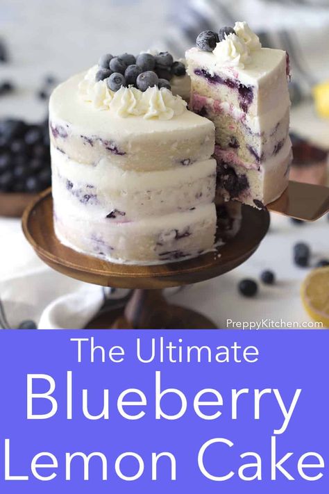 Easy To Make Cake, Popular Cakes, Blueberry Lemon Cake Recipe, Lemon Blueberry Cake, Blueberry Cake Recipes, Blueberry Lemon Cake, Lemon Cake Recipe, Blueberry Desserts, Dessert Cake Recipes