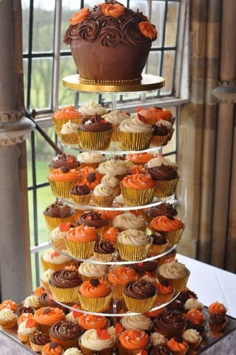 For the perfect fall wedding color and decor, incorporate these fall wedding cupcakes to your dessert table. These can be a great if you're looking for something different than the traditional white wedding cake. And matching the fall season, you're guest will love the festive theme. #fallweddingideas #fallweddings #weddingcupcakes #fallweddinginspiration Orange And Brown Wedding, Country Wedding Cupcakes, Wedding Cupcakes Ideas, Autumn Wedding Favors, Fall Wedding Cupcakes, Traditional White Wedding, Fall Wedding Favors, Mrs To Be, Textured Wedding Cakes