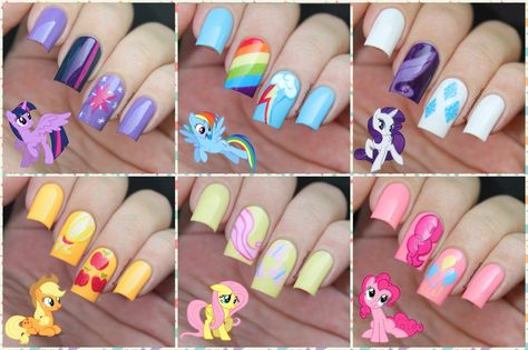 My Nail Art Journal: My Little Pony Nails Inspired - Mon Petit poney - nail art pouliche https://www.facebook.com/shorthaircutstyles/posts/1762376370719469 Mlp Nails Ideas, My Little Pony Theme Nails, Fluttershy Nails, Mlp Nails, Lily Nails, Kids Nail Designs, Nails Inspired, Girl Nails, Inspired Nails