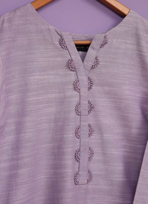 Lavender Kurti, Lace Dress Design, Pastel Lilac, Neck Designs For Suits, Kurti Embroidery Design, Kurti Neck, Kurta Neck Design, Salwar Kamiz, Dress Neck Designs