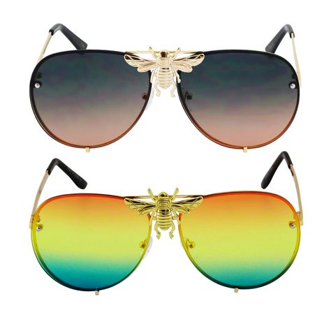 Bee Aviator Sunglasses #sunglassesfashion #sunglasses #eyewear #goggles #unisexsunglasses #sunglasses Big Bee, Trendy Sunglasses, Pilot Sunglasses, Metal Frames, Gradient Sunglasses, Stylish Sunglasses, Gold Sunglasses, Go Outside, Aviator Sunglasses