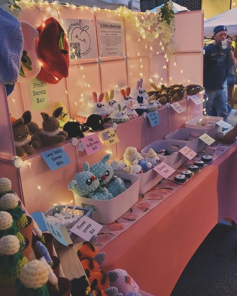 My market @redlanterncity_nightmarket is a wrap! Thanks everyone who stopped by today in the booth. Here are some night shots of the booth and the block, with all the pretty lights and lanterns! Now to sleep in late tomorrow 💤 🏷️ #nightmarket #redlantern #crochet #kawaii #amigurumi #smallbusiness #marketprep #marketsetup #eventplanning Crochet Booth Display Ideas, Crochet Booth, Pumpkin Amigurumi, Crochet Craft Fair, Kawaii Amigurumi, Market Booth, Craft Fairs Booth, Booth Displays, Thanks Everyone