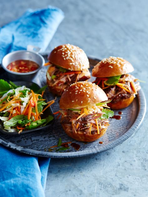 Asian Slaw Recipe, Balsamic Onions, Pulled Pork Sliders, Asian Slaw, Tesco Real Food, Pork Sliders, Slaw Recipes, Pulled Pork Sandwich, Slider Recipes