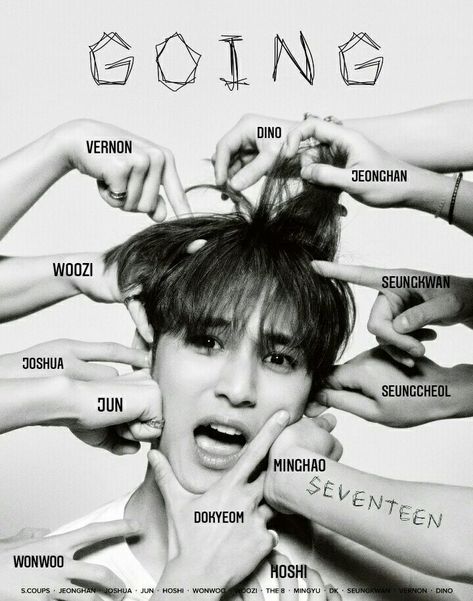 Vernon Middle Finger, Mingyu Black And White Wallpaper, Going Seventeen Poster, Seventeen White Aesthetic, Seventeen Wallpaper Computer, Seventeen Hands, Svt Nails, Seventeen Concert, Pledis Seventeen