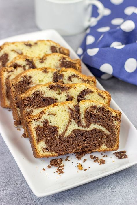 Marble Pound Cake Chocolate Marble Loaf Cake, Marble Loaf Cake, Marble Pound Cake, Marble Loaf, Cake Recipe From Scratch, Chocolate Marble Cake, Marble Cake Recipes, Chocolate Pound Cake, Vanilla Recipes