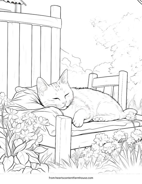 Dive into the heart of cottagecore with these 10 absolutely free printable coloring pages! Perfect for anyone who adores the rustic, whimsical world of cottage life. Ideal for a cozy evening of creativity and relaxation. Coloring Pages Cat, Whimsical Coloring Pages, Coloring For Adults, Drawing To Color, Cute Colouring In Pages, Pretty Coloring Pages, Drawings To Color, Cottage Core Coloring Pages, Vintage Coloring Pages