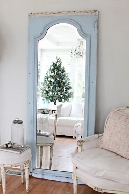 tree Mirror Repurpose, Recycled Door, Salvaged Doors, Doors Repurposed, Mirror On The Wall, Old Door, Old Doors, A Mirror, Repurposed Furniture