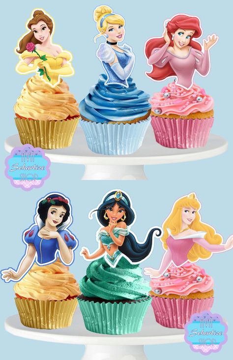 PRINTABLE Disney Princess Cupcake Toppers by AvaScharlizeShop Disney Princess Cupcake Toppers, Princess Birthday Party Food, Printable Disney Princess, Cupcakes Princesas, Disney Princess Birthday Cakes, Disney Princess Cupcakes, Princess Cupcake, Cupcake Toppers Free, Princess Cupcake Toppers