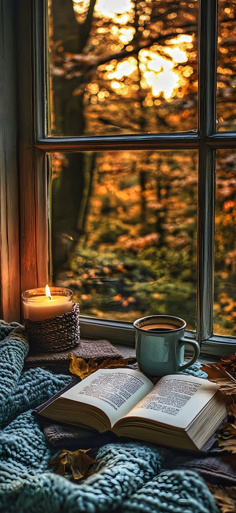 Interior Decoration Ideas, Fall Magic, Home Corner, Romantic Candlelight, Golden Autumn, Cozy Home Decor, Book Wallpaper, Wallpaper Iphone Christmas, Window View