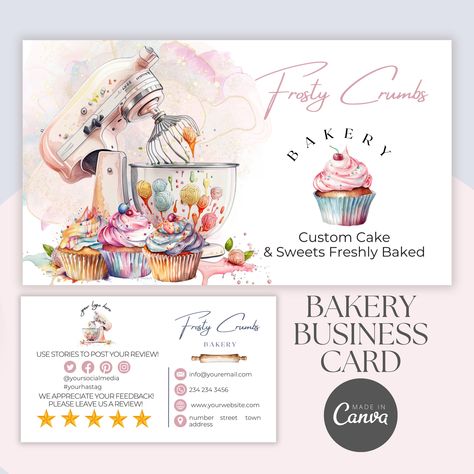 Bakery Template, Bakery Business Cards Templates, Bakery Business Cards, Business Card Templates, The Bakery, Bakery Business, Business Stationery, Personal Business Cards, Professional Business Cards