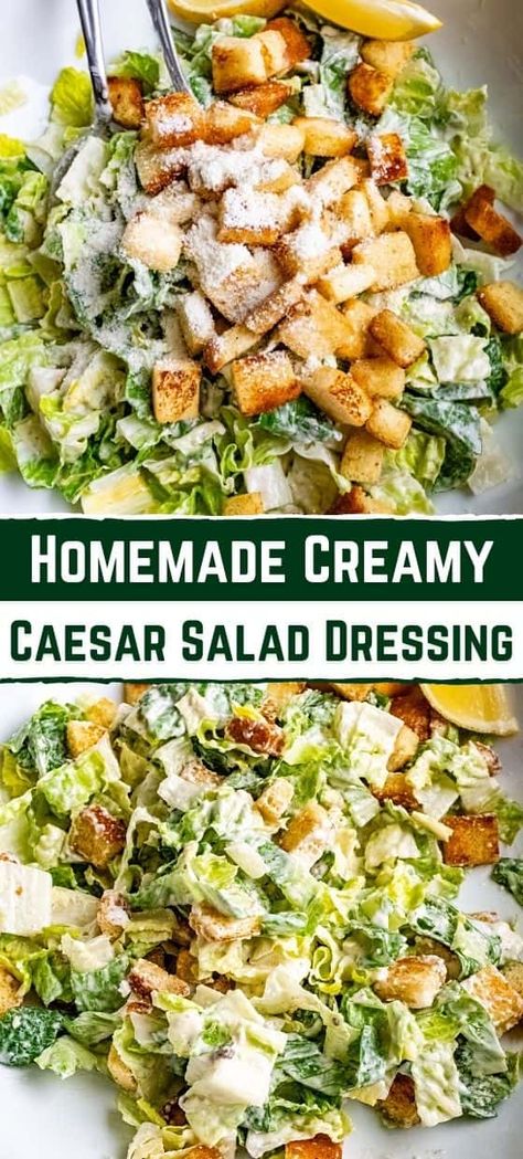 HOW TO MAKE HOMEMADE CREAMY CAESAR SALAD DRESSING Cucumber Tomato And Onion Salad, Popular Salads, Diet Meal Ideas, Creamy Caesar Salad, Caesar Salad Dressing Recipe, Salad Dressing Recipes Healthy, Caesar Salad Dressing, Caesar Salad Recipe, Salad Dressing Recipes Homemade