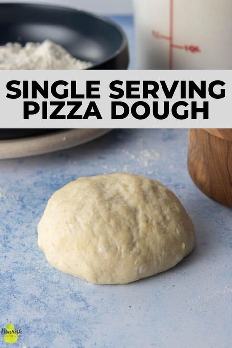 This easy single serving pizza dough recipe just takes 10 minutes to make, rest for 30-60 minutes, and is ready to go in the oven. It's perfectly chewy with crisp edges after baking, and is the perfect with your favorite pizza toppings! #singleserving #singleservingrecipe #cookingforone #pizzadough #pizza #homemadepizza Small Batch Pizza Dough Recipe, Make Your Own Pizza Dough, No Rise Pizza Dough, Perfect Pizza Dough, Individual Pizzas, Pizza Dough Recipe Easy, Small Pizza, Easy Pizza Dough, Make Your Own Pizza