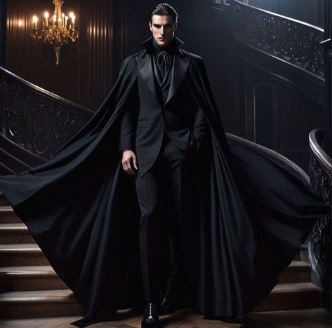 Royal Goth Outfits, Dracula Outfit Men, Wedding Suit With Cape, Vampire Wedding Suit, Mascarade Party Outfit Men, Vampire Suit, Mascarade Party Outfit, Steampunk Mens Fashion, Royal Cape