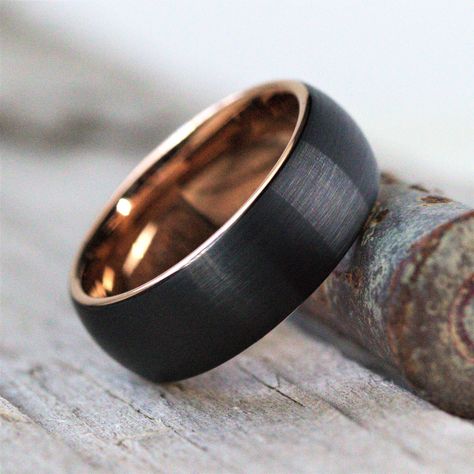 Gold Tungsten Wedding Bands, Rose Gold Tungsten Ring, Rose Gold Tungsten, Comfort Fit Wedding Band, Mens Wedding Bands Tungsten, Ring Man, Ring Wedding Band, Black Tungsten, Tungsten Wedding Bands