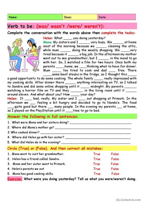 This worksheet gives learners of English the practice they need to use was/ were & their negatives . Learners are required to complete the passage with the correct form of verb to be. Once it is complete, they have to then complete three tasks, Verb To Be, Language Goals, Hindi Worksheets, Grammar Practice, Very Tired, Esl Worksheets, The Passage, English Study, Bad Timing