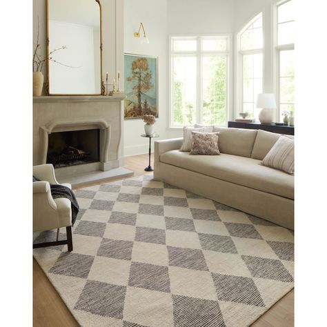 Chris Loves Julia x Loloi Francis Collection FRA-01 Beige / Charcoal, ContemporaryArea Rug & Reviews | Wayfair Julia Marcum, Vintage Flooring, Chris Loves Julia X Loloi, Successful Lifestyle, Checker Pattern, Chris Loves Julia, Charcoal Rug, Parquetry, Inspire Me Home Decor