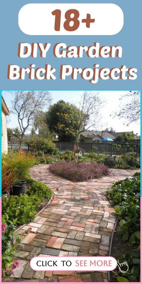 Elevate the charm of your outdoor space with these imaginative DIY Garden Brick Projects that bring a touch of architectural elegance to your garden oasis! Explore unique ways to repurpose bricks - from crafting raised beds and pathways to designing chic planters and fire pits. Let the enduring appeal and sturdiness of bricks ignite your creativity in constructing functional and visually appealing elements for your garden. Prepare for an enriching journey of crafting and landscaping that will en What To Do With Extra Bricks Ideas, Diy Brick Planter Boxes, Brick Projects Outdoor, Repurpose Bricks, Diy Brick Projects, Landscaping With Bricks, Reclaimed Brick Garden, Antique Brick Patio, Leftover Bricks