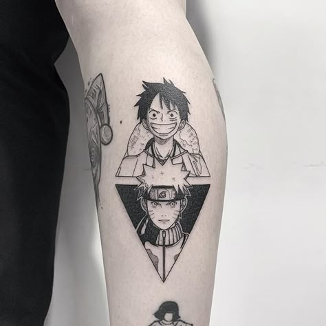 Luffy and Naruto tattoo Ace Tattoo One Piece, Law Tattoo, One Piece Tattoo, One Piece Tattoos, Naruto Tattoo, Wrist Tattoos For Guys, Pieces Tattoo, Tattoo Project, Badass Tattoos