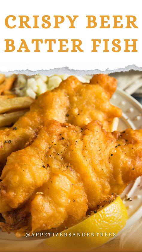 Crispy Beer Batter Fish - Appetizers & Entrees Beer Battered, Battered Fish Recipe, Batter For Fish, Fish Fry Batter, Fish Batter Recipe Crispy, Crispy Fish, Fish Batter, Crispy Fried Fish Batter, Deep Fried Fish Batter