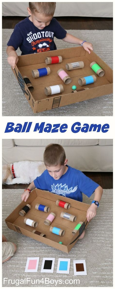 Make a Ball Maze Hand-Eye Coordination Game - Great boredom buster for kids! Coordination Activities, Boredom Busters For Kids, Maze Game, Boredom Busters, Diy Games, Paper Rolls, Diy Toys, Craft Activities, Cardboard Box