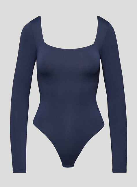 size M Contour Bodysuit, Navy Bodysuit, Square Neck Bodysuit, Bra Straps, Christmas Wishlist, Body Suit, Long Sleeve Bodysuit, Square Necklines, Second Skin