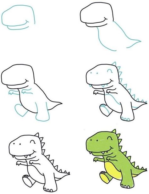 T Rex Drawing Easy, How To Draw A T-rex, T Rex Drawing, Rex Drawing, Easy Dinosaur Drawing, T Rex Cartoon, Dino Drawing, Cute T Rex, Dinosaur Sketch