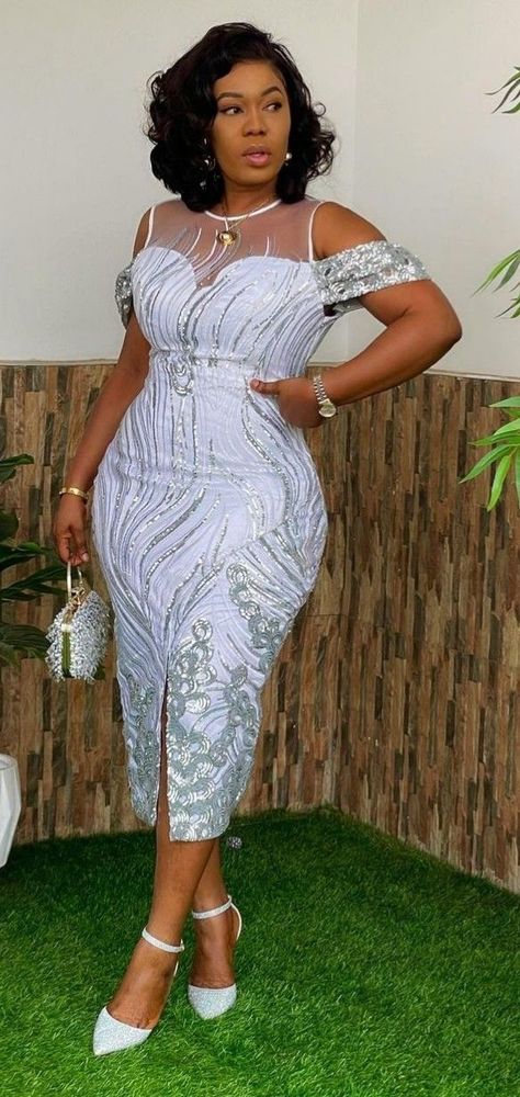 African Lace Dresses Short, Dress Outfit 2023, Lace Dress Styles Ghana, African Long Dress, Lace Styles For Wedding, White Lace Dress Short, Lace Dress Classy, Classy Short Dresses, African Party Dresses