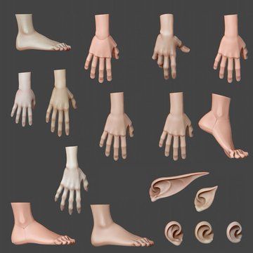 Cubebrush on Twitter: "Stylized legs, hands and ears to make creating art easier! ➡️ https://t.co/N3AFfYz90n #digitalart #gameassets #digitalartist #gamedev #conceptart #gamedesign #environmentart #art #gamestudio #3dart #3dmodel #anatomy https://t.co/lwSMihpTks" / Twitter Stylized Hands Reference, Hand Turnaround, Stylized Hands, Stylized Anatomy, Zbrush Anatomy, Blender Character Modeling, Graphic Design Mockup, Hand Anatomy, Anatomy Models